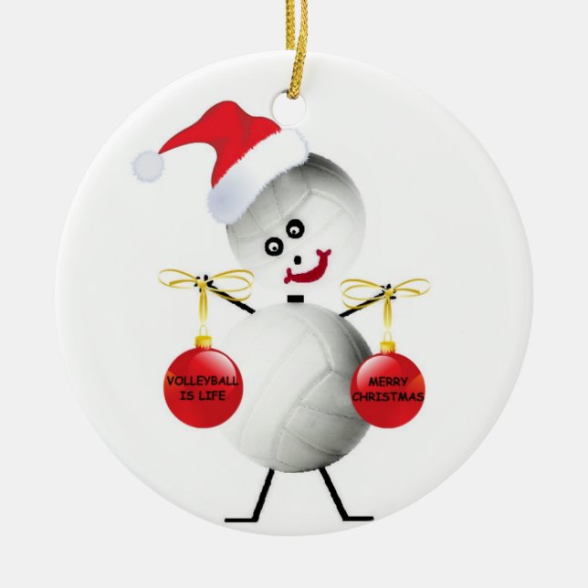 Volleyball Christmas Ceramic Ornament (Front)