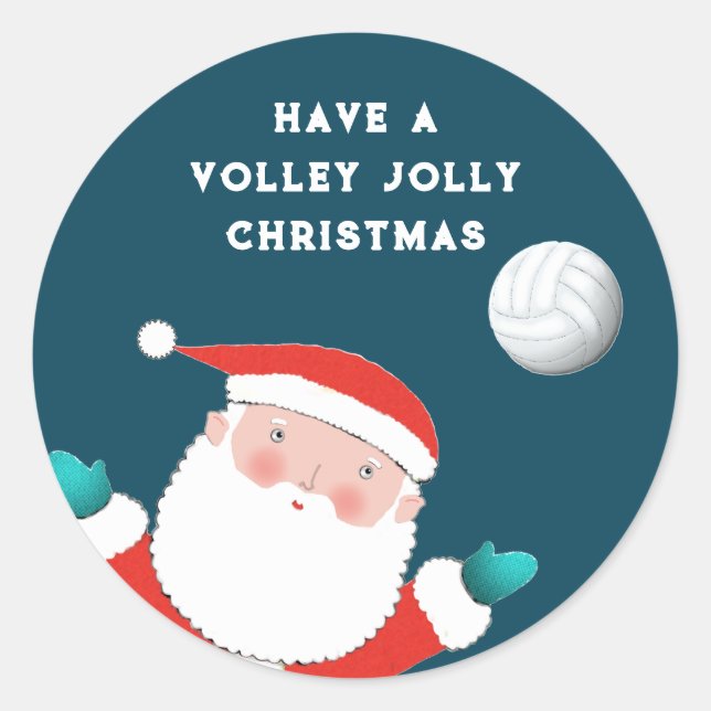 Volleyball Christmas Classic Round Sticker (Front)