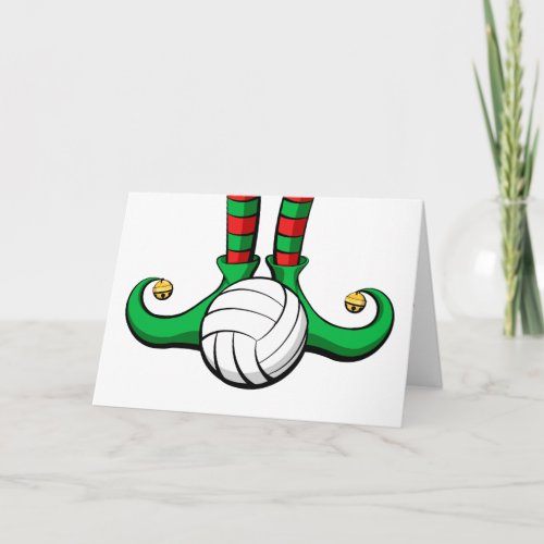 Volleyball Christmas Elf Feet Holiday Card