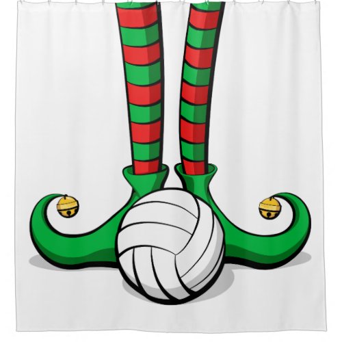 Volleyball Christmas Elf Feet Shower Curtain