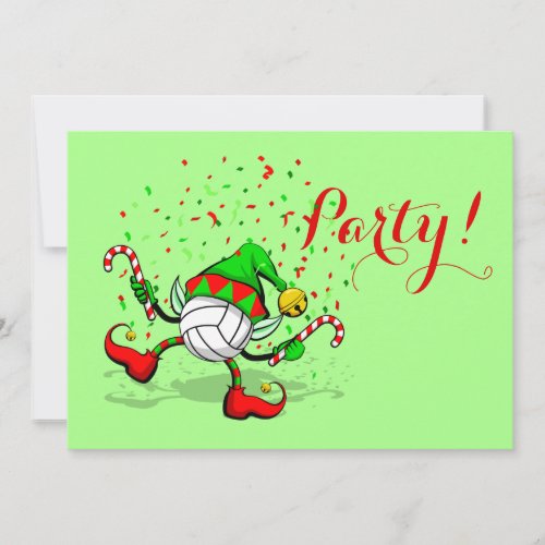 Volleyball Christmas Elf with Confetti Holiday Card