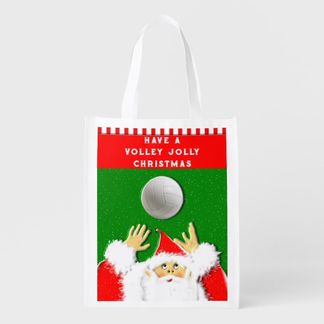 Volleyball Christmas Gift Grocery Bag (Front)
