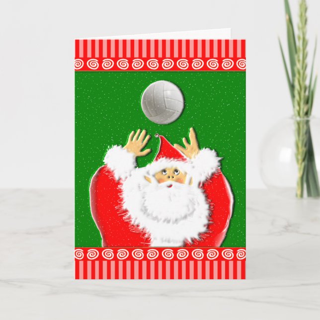 Volleyball Christmas Greetings Holiday Card (Front)