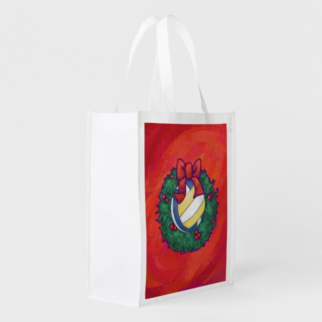 Volleyball Christmas Grocery Bag (Back Side)