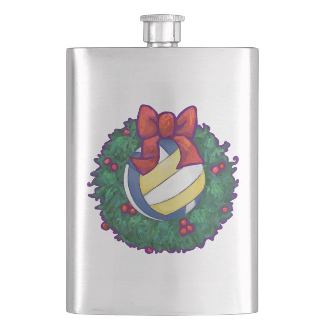 Volleyball Christmas Hip Flask (Front)