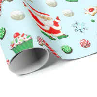 Volleyball and Santa Clause Red & Green Christmas Wrapping Paper, Zazzle