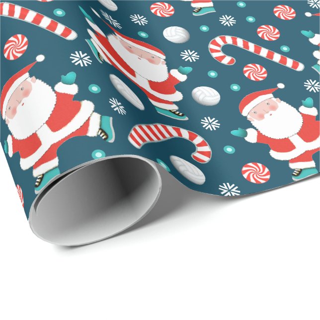 Volleyball Christmas Holiday Gift Wrapping Paper (Roll Corner)