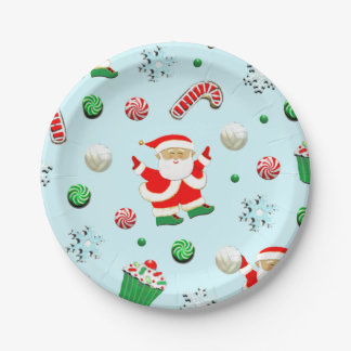 Volleyball Christmas Paper Plates