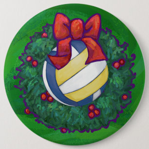 Volleyball Christmas Pinback Button