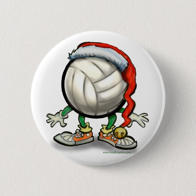 Volleyball Christmas Pinback Button (Front)