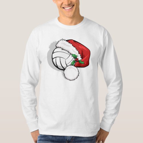 Volleyball Christmas Santa Cap T_Shirt