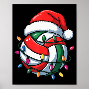 Volleyball Christmas Santa Hat Volleyball Sport Me Poster
