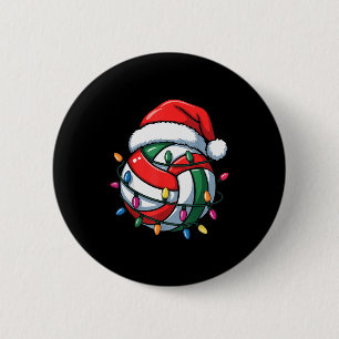 Volleyball Christmas Santa Hat Volleyball Srt Men  Button