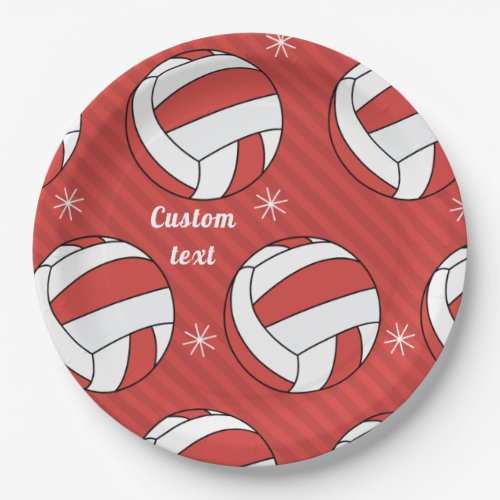 Volleyball Christmas Striped Festive Ball Snow Fun Paper Plates