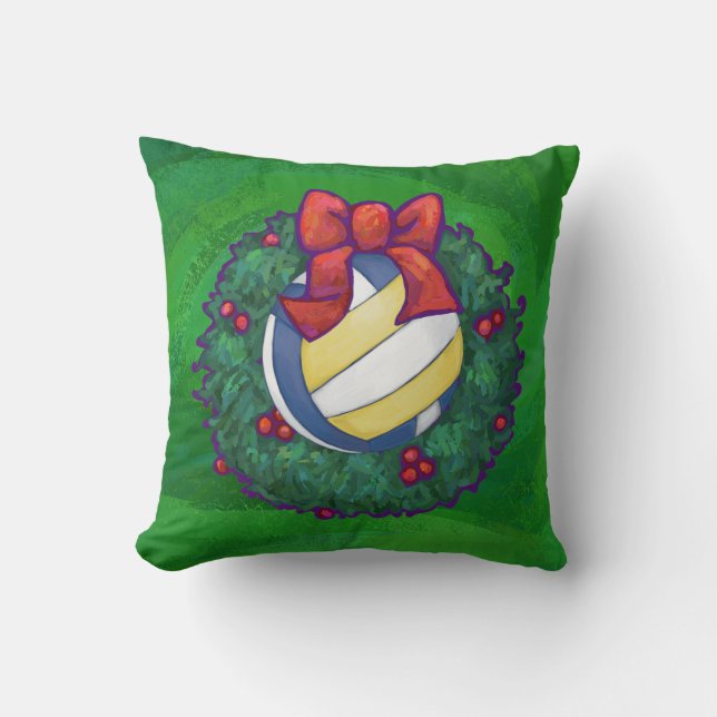 Volleyball Christmas Throw Pillow (Front)