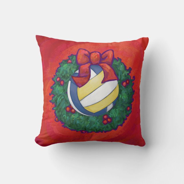 Volleyball Christmas Throw Pillow (Front)