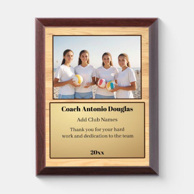 Volleyball Coach Award | Custom Team Photo & Text (Vertical)