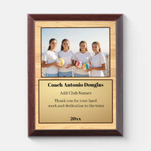 Volleyball Coach Award   Custom Team Photo & Text Plaque