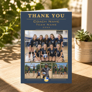 Volleyball Coach Collage Team 4 Photo Thank You Card