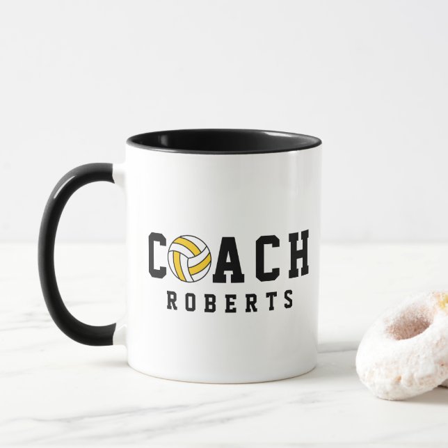 volleyball COACH [custom name] Mug (With Donut)
