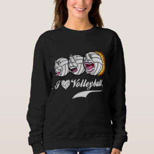 Volleyball Coach Dad Mom  Faces I Heart Volleyball Sweatshirt