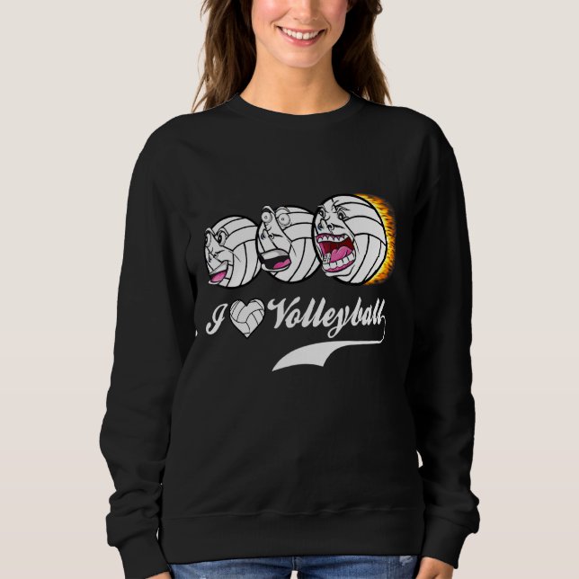 Volleyball Coach Dad Mom  Faces I Heart Volleyball Sweatshirt (Front)