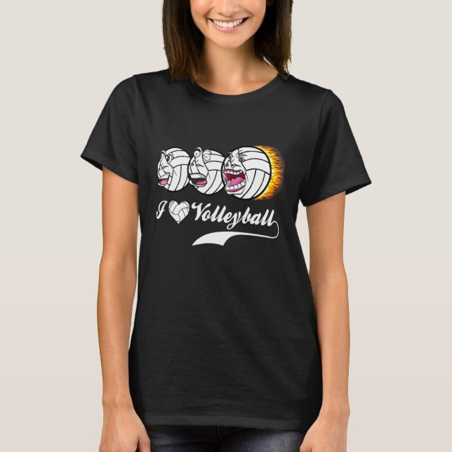 Volleyball Coach Dad Mom  Faces I Heart Volleyball T-Shirt (Front)