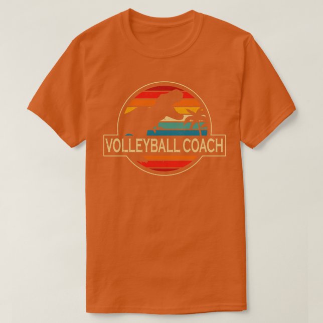 Volleyball Coach Dinosaur T-Shirt (Design Front)