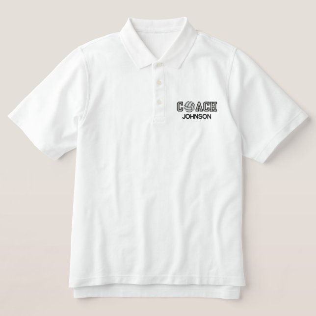 Volleyball Coach Embroidered Polo Shirt (Design Front)