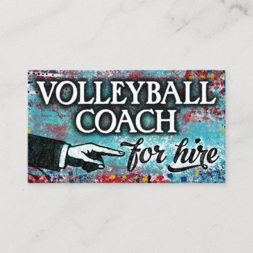 Volleyball Coach For Hire Business Cards _ Blue