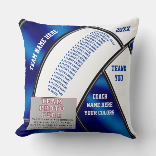 Volleyball Coach Gifts Team Photo Players Names Throw Pillow