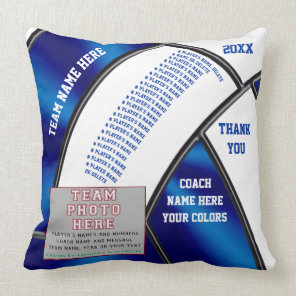 Volleyball Coach Gifts, Team Photo, Player's Names Throw Pillow