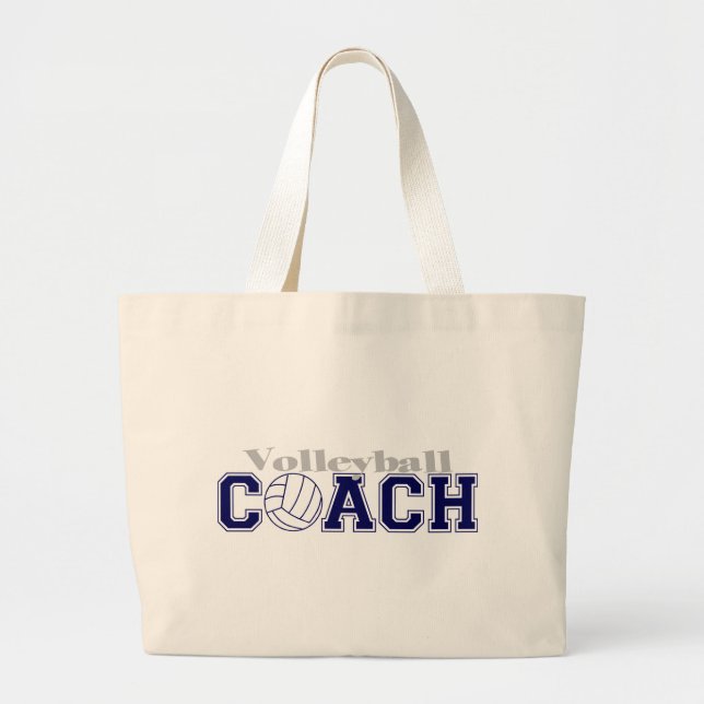Volleyball Coach Large Tote Bag (Front)