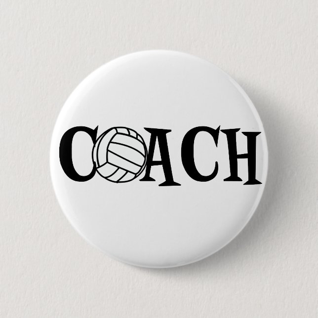 Volleyball Coach Pinback Button (Front)