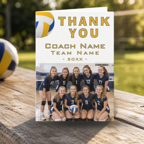 Volleyball Coach Player Name Photo Thank You Card