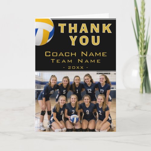 Volleyball Coach Player Name Photo Thank You Card