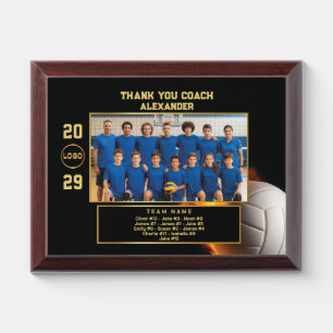 Volleyball Coach Thank You with Custom Team Photo Award Plaque