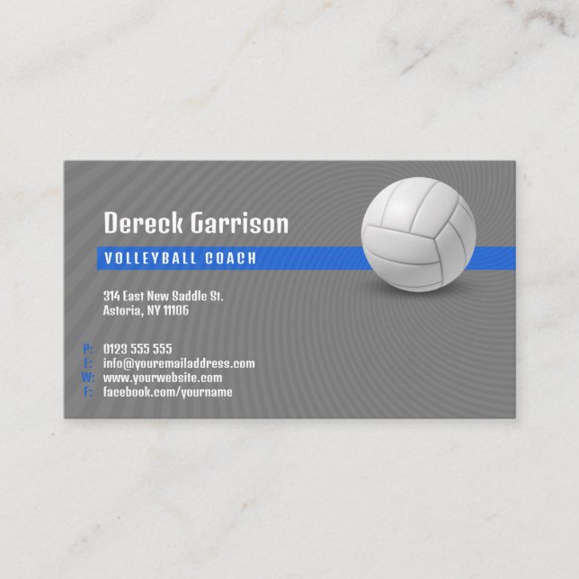Volleyball Coach | Trainer Practice Lessons Business Card (Front)