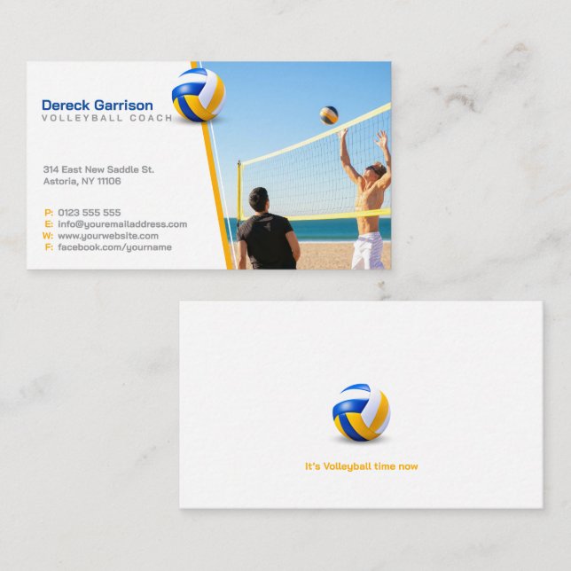 Volleyball Coach | Trainer Practice Lessons Business Card (Front/Back)