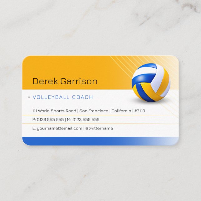 Volleyball Coach | Trainer Practice Lessons Business Card (Front)