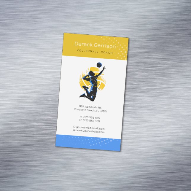 Volleyball Coach | Trainer Practice Lessons Business Card Magnet (In Situ)