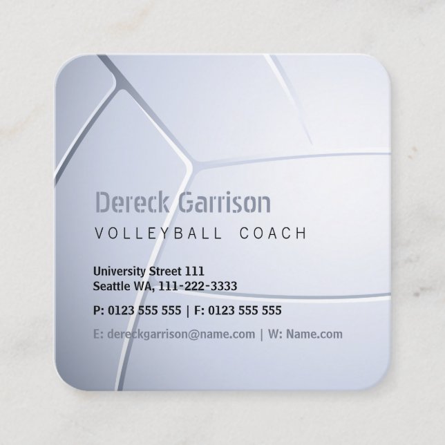 Volleyball Coach | Trainer Practice Lessons Square Business Card (Front)