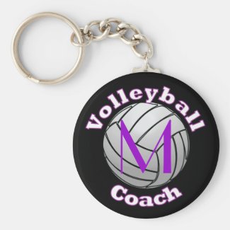 Volleyball Coach with Purple Initial Keychain