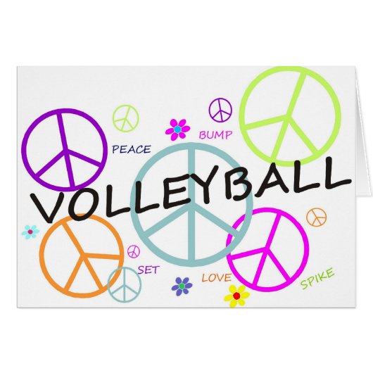 Volleyball Colored Peace Signs Cards (Front Horizontal)