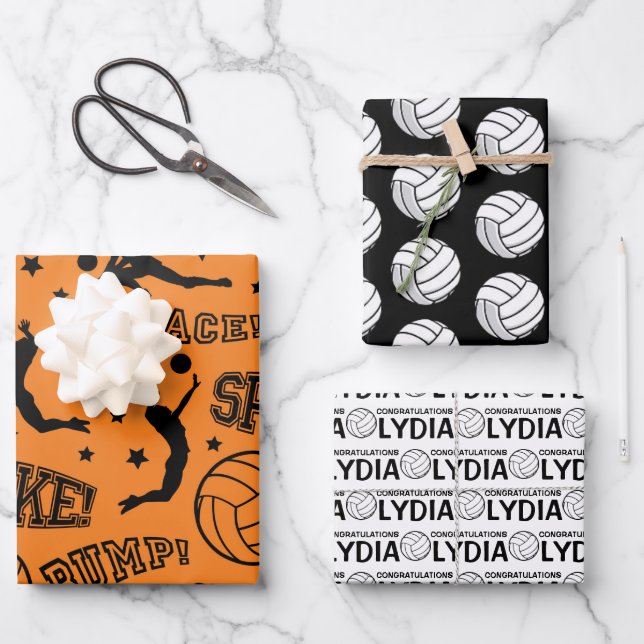 Volleyball Congratulations Wrapping Paper Sheets  (Front)