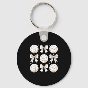 Volleyball Coquette Bow Volleyball Mama Sister Keychain