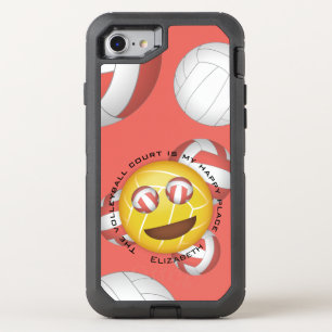 volleyball court happy place emoji OtterBox defender iPhone SE/8/7 case