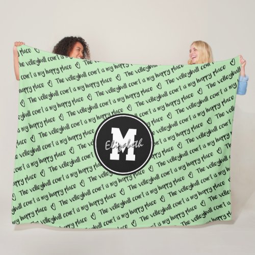 volleyball court happy place mint black ANY color Fleece Blanket
