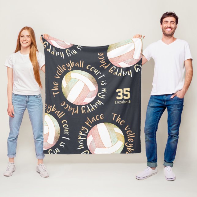 volleyball court happy place pale pastel charcoal  fleece blanket (In Situ)