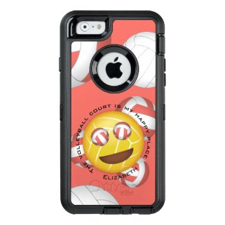 volleyball court happy place smiley emoji OtterBox defender iPhone case